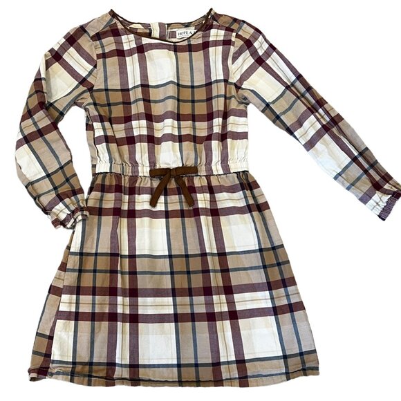 Hope & Henry 5T Brown Plaid Long Sleeve Organic Cotton Dress Equestrian Style - Picture 1 of 4
